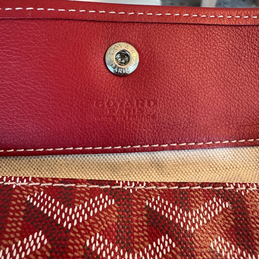 Authentic Goyard St. Louis Tote GM Red + Pouch | Classic Chevron Canvas - Picture 6 of 13